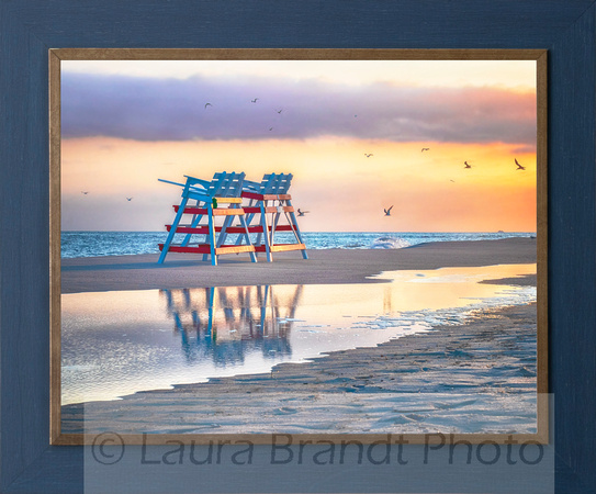 Cape May Beach Sunset (Framed)